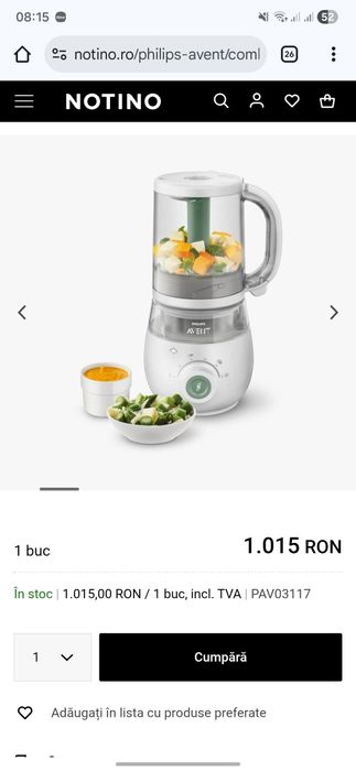 Aparat 4in1 Philips-AVENT pentru prepararea hranei bebelusil