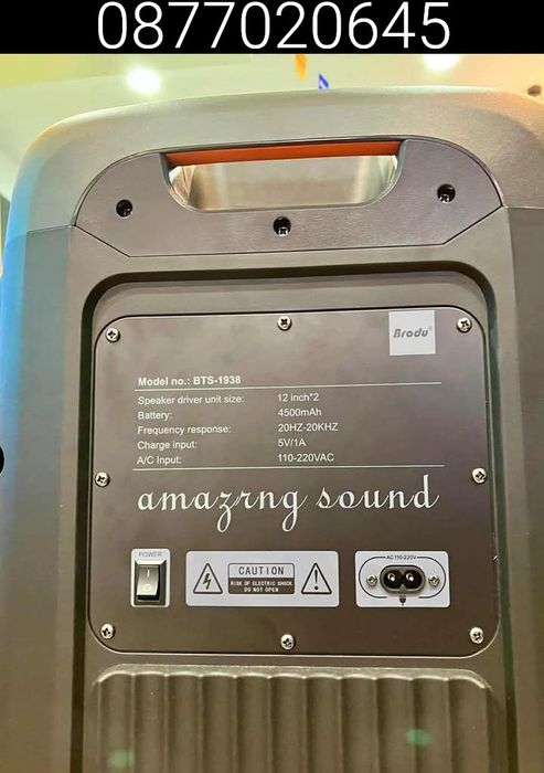 Професионална двойна караоке тонколона 2х12 инча BTS-1938 с Bluetooth