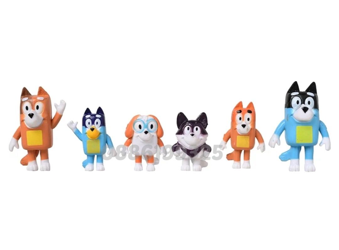 Комплект 6 броя Фигурки Блуи и Бинго, Bluey and Bingo фигурки за игра