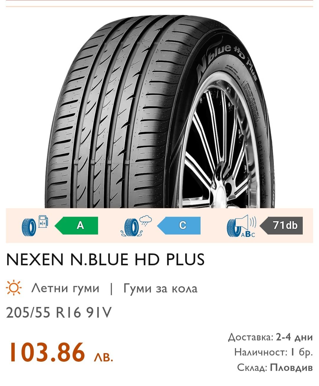 4 ри броя летни гуми  nexen nblue HD Нексен