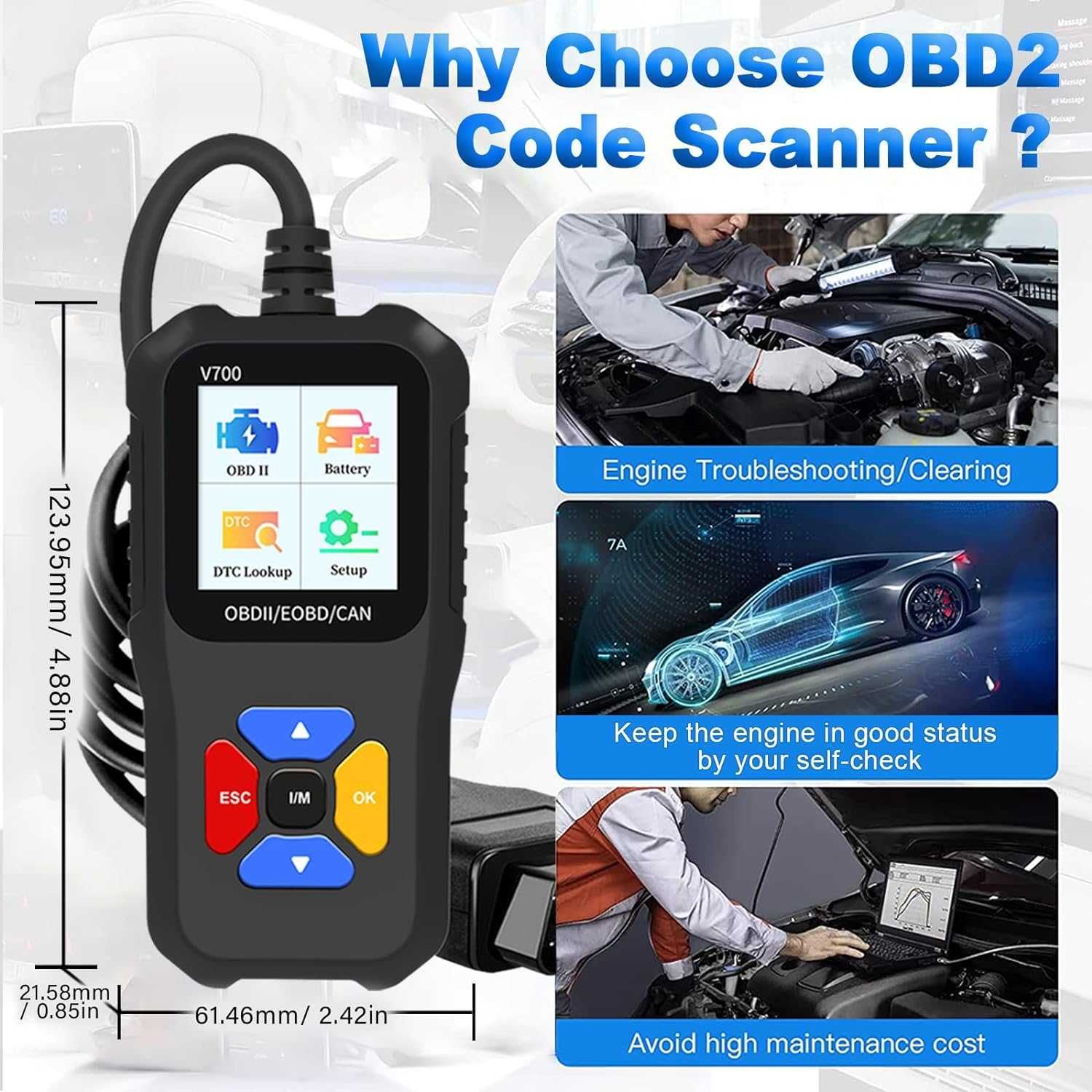 Tester auto universal OBD2, CAN si EOBD, diagnoza, cautare DTC