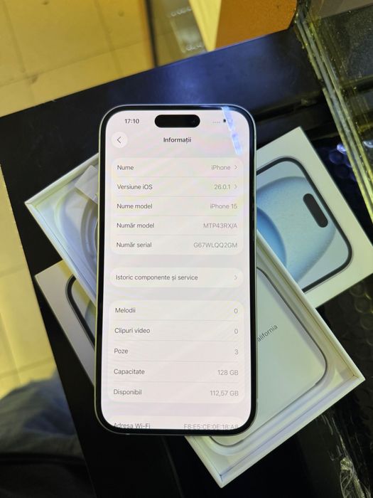 Iphone 15 128GB, baterie 78%, Lazar Amanet Crangasi, 54120