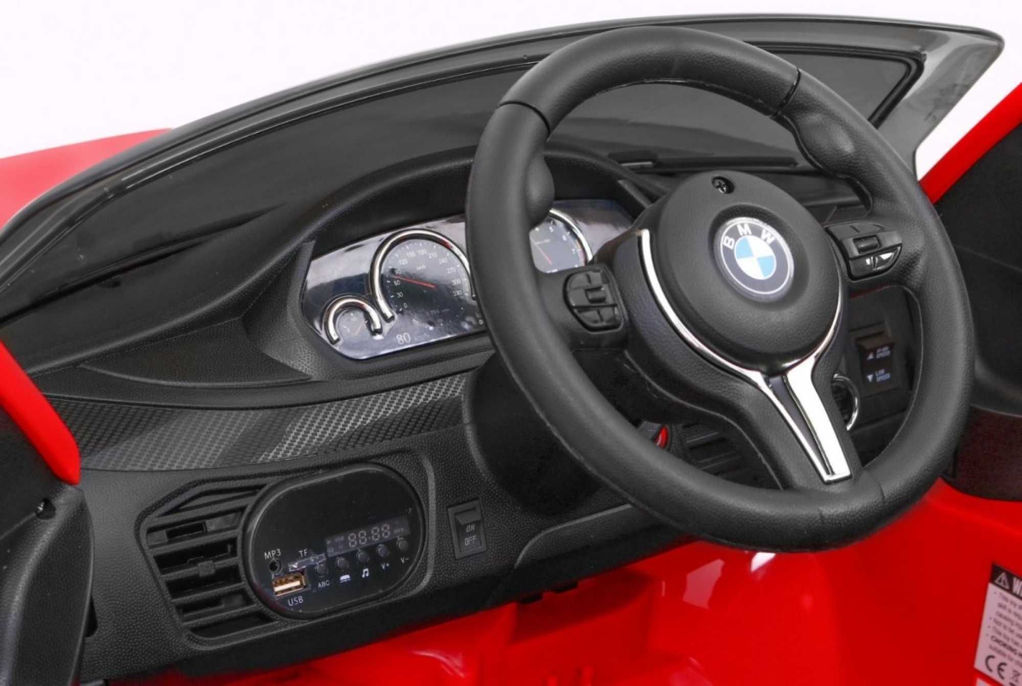 Masinuta electrica copii 1-6 ani BMW X6M Roti Moi,Scaun Piele  #Rosu