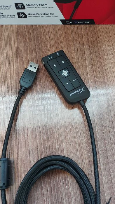 Дёшево USB Hyperx звуковая карта , удлинитель 2 в 1 новое с коробки