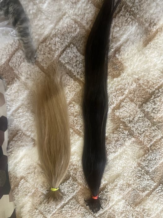 Волос  для нарашевание натуральный 134 капсулы черные 100 грм светлы