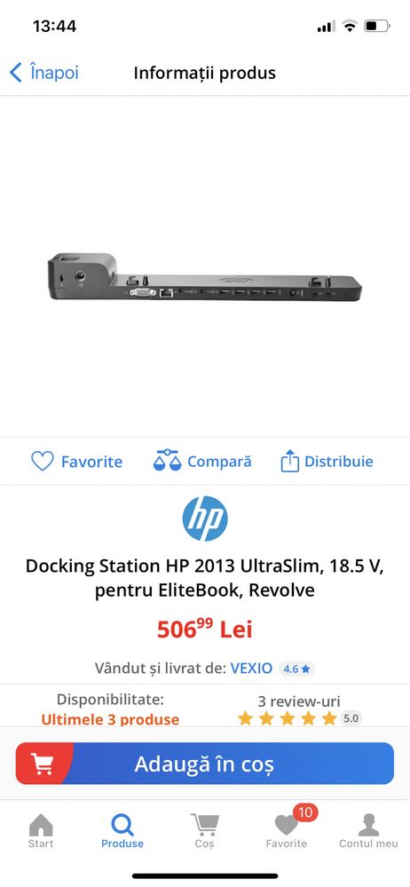 Docking Station HP 2013 UltraSlim, 18.5 V, pentru EliteBook