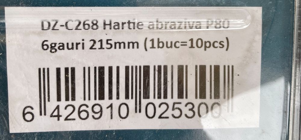 Hartie abraziva 215mm P80/P120 /P150 cu 6 gauri