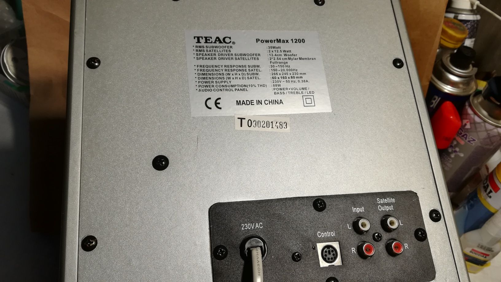 Sistem audio Subwoofer, detalii pe eticheta, boxe Sony