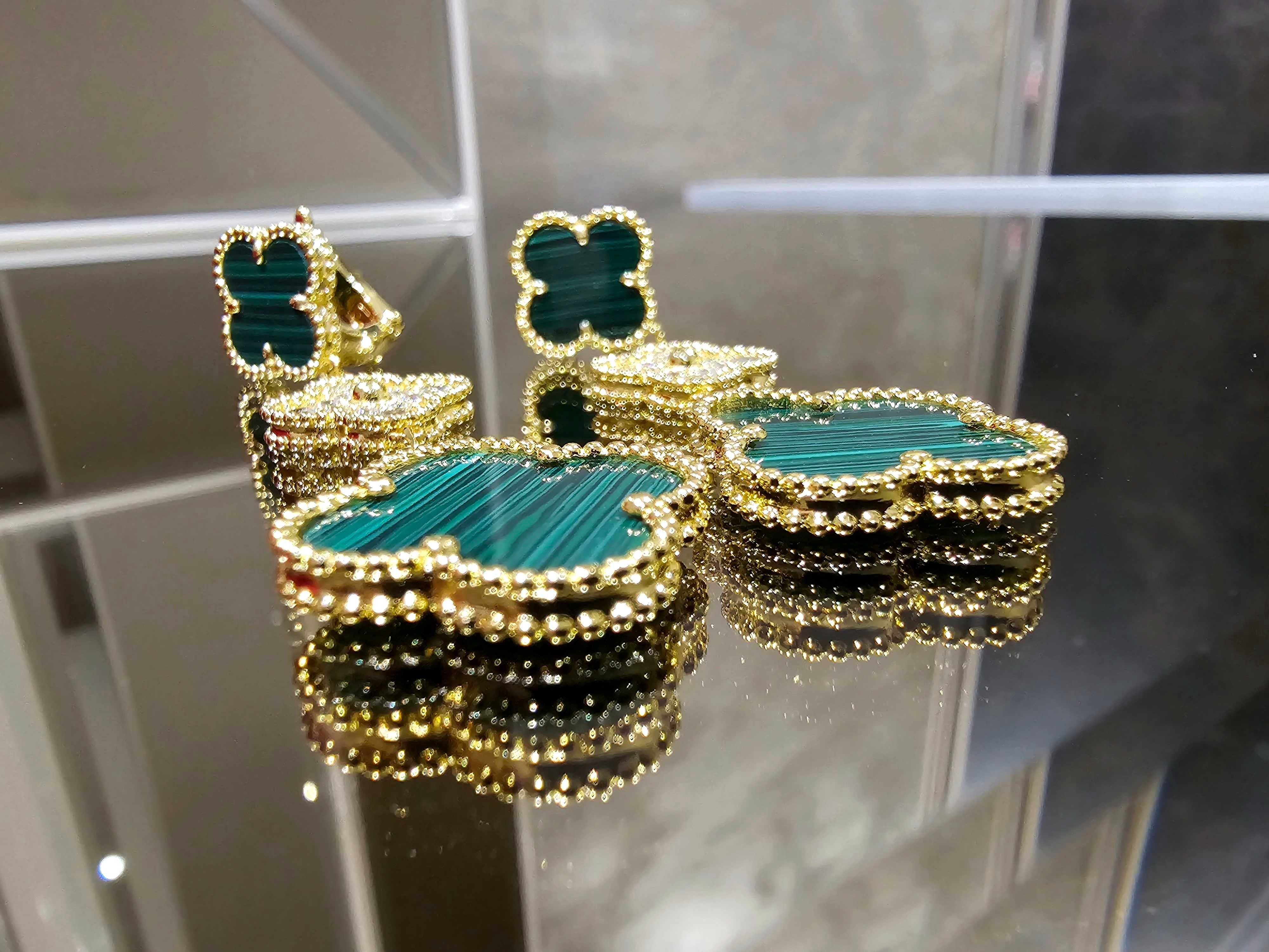 Van Cleef & Arpels VCA Gold Green Diamond Magic Alhambra Дамски Обеци