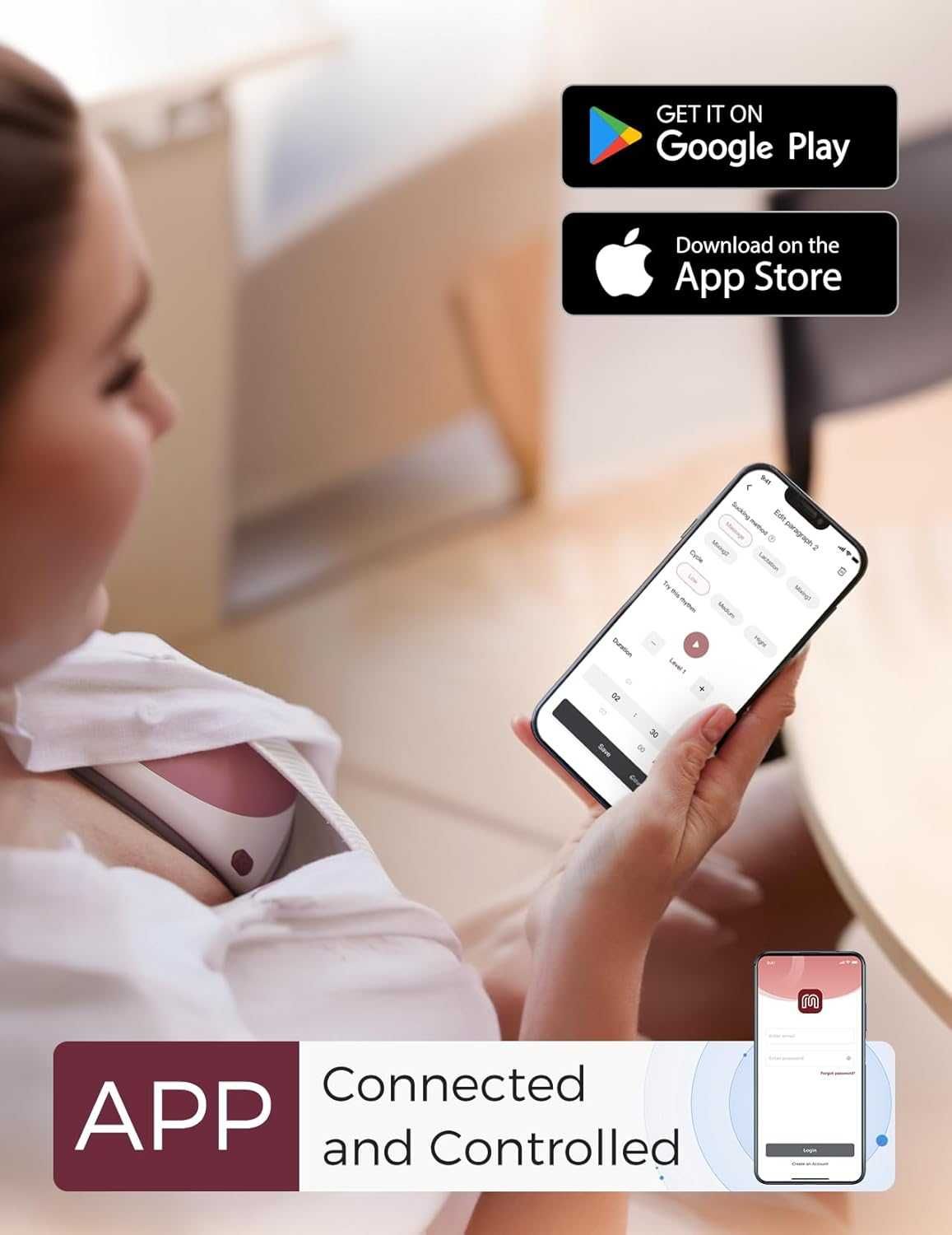Помпа за кърма Momcozy Mobile Flow М9, приложение, (Cozy Red, 2 броя)