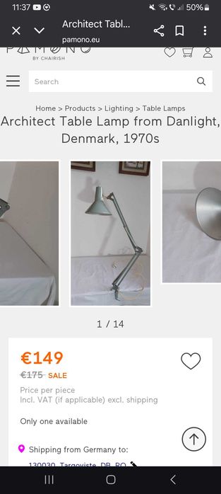 Veioza Tip Arhitect,Designer Danlight Denmark,Anii ''70