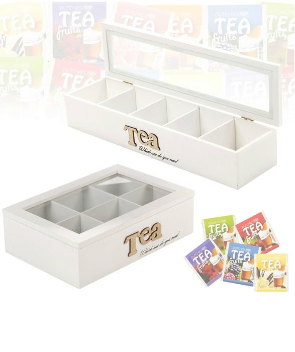 Дървена кутия за чай с 6 отделения