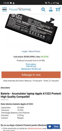 Baterie Acumulator laptop Apple A1322