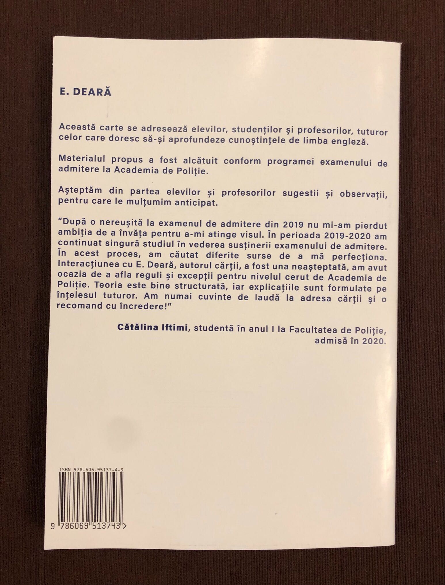 Gramatica limbii engleze pentru admiterea la Academia de Poliție