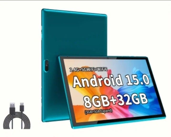 Таблет с Android 15, цвят зелен 10 инча