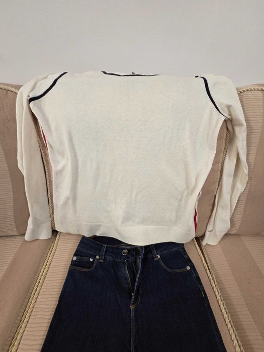 Pulover  Tommy Hilfiger pentru femei, amestec bumbac si casmir,  alb