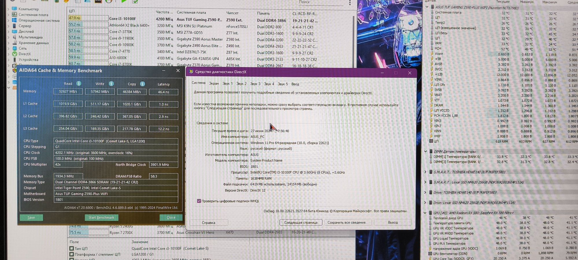 Asus  Z590+i3 10100F+Sapphire Nitro+ RX580 8Gb