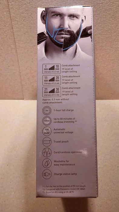 Panasonic ER-GB86-K trimmer barbă lavabil, 58 trepte, sigilat