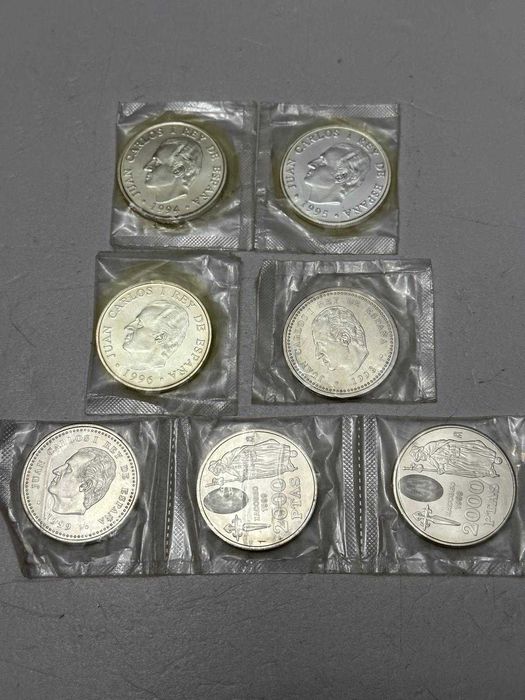 LOT 7 MONEDA ARGINT 925 - 2000 Pesetas - 1994, 95, 96, 98, 99 -7lei/gr
