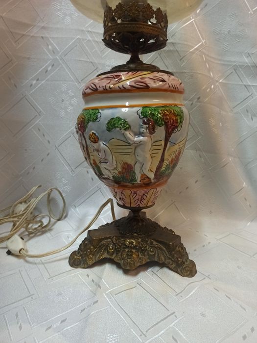 Антикварна нощна лампа Capodimonte -уникат!