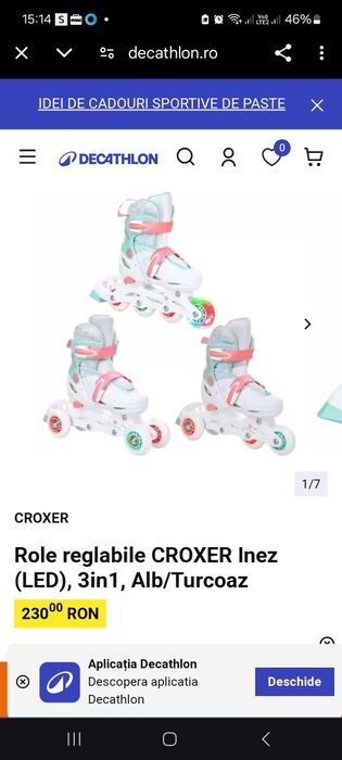 Role reglabile CROXER Inez (LED), 3in1, Alb/Turcoaz marime 26-29