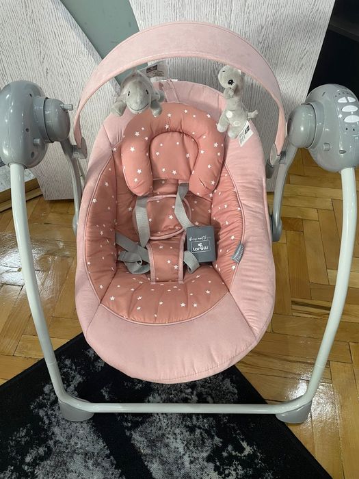 Lorelli Бебешка електрическа люлка Portofino Peach Beige Stars