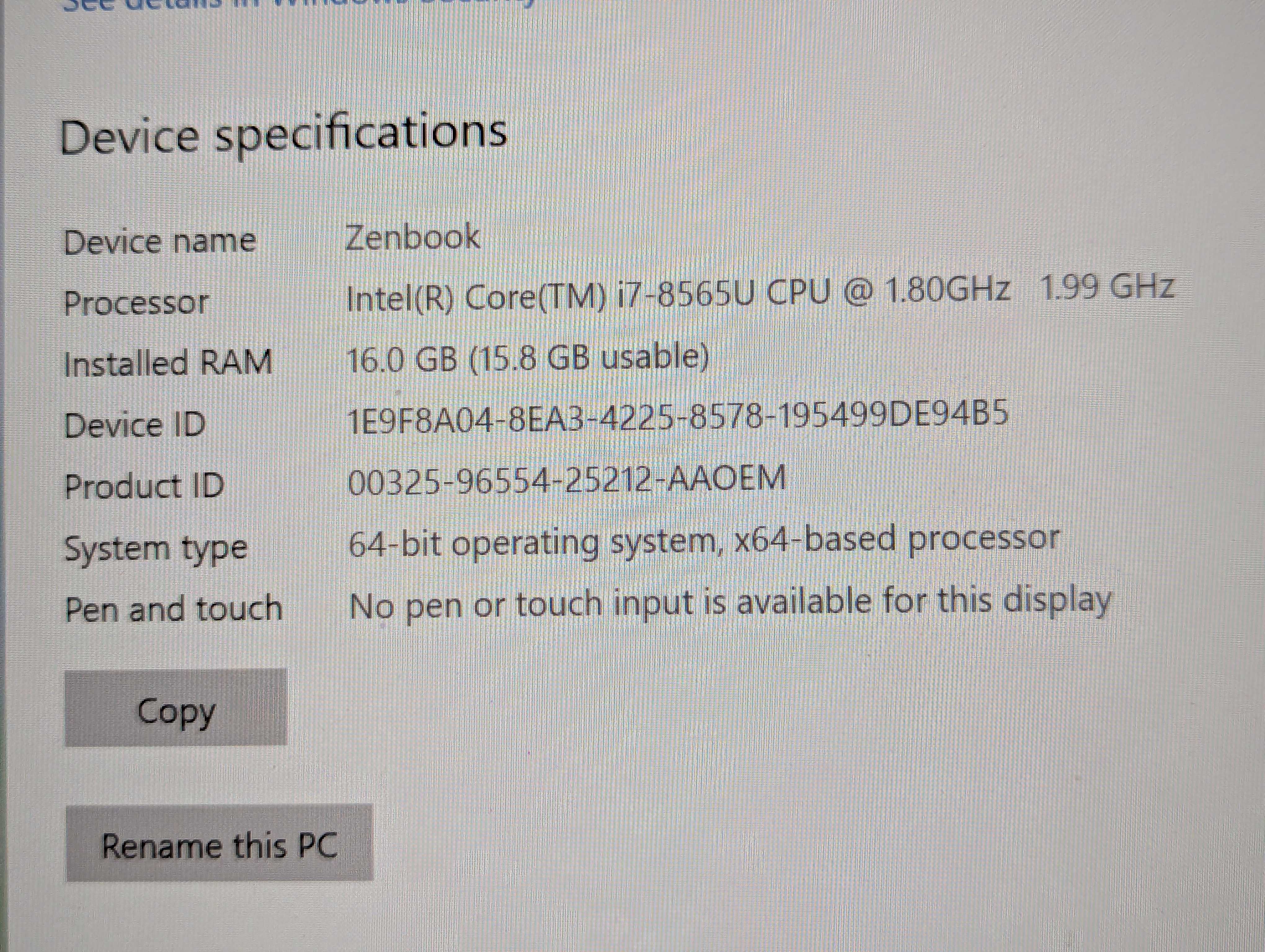 Laptop Ultrabook ASUS ZenBook 14", Intel i7-8565U, 16GB RAM, SSD 512GB