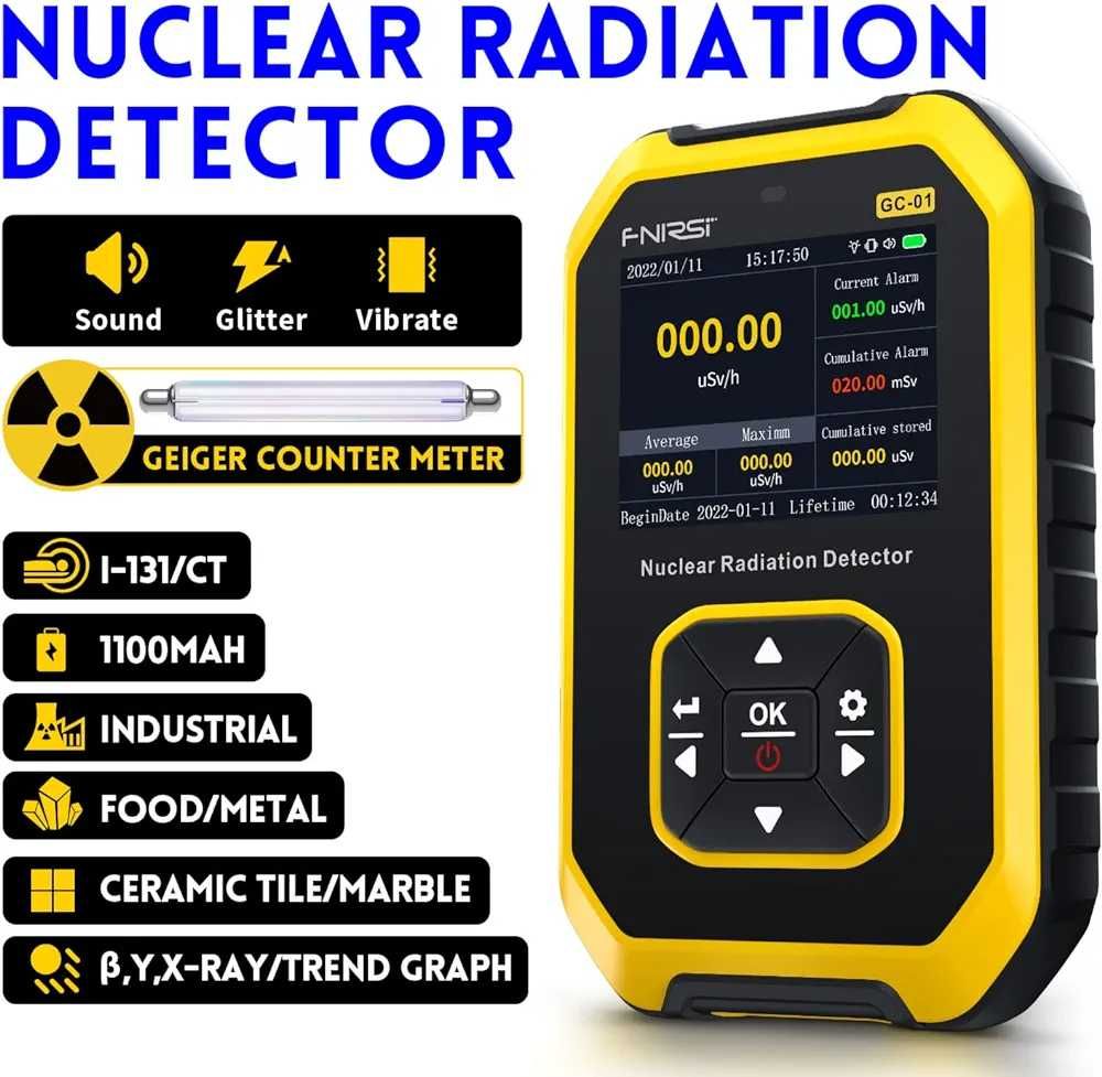 Детектор за ядрена радиация】FNIRSI GC-01  с брояч на Гайгер