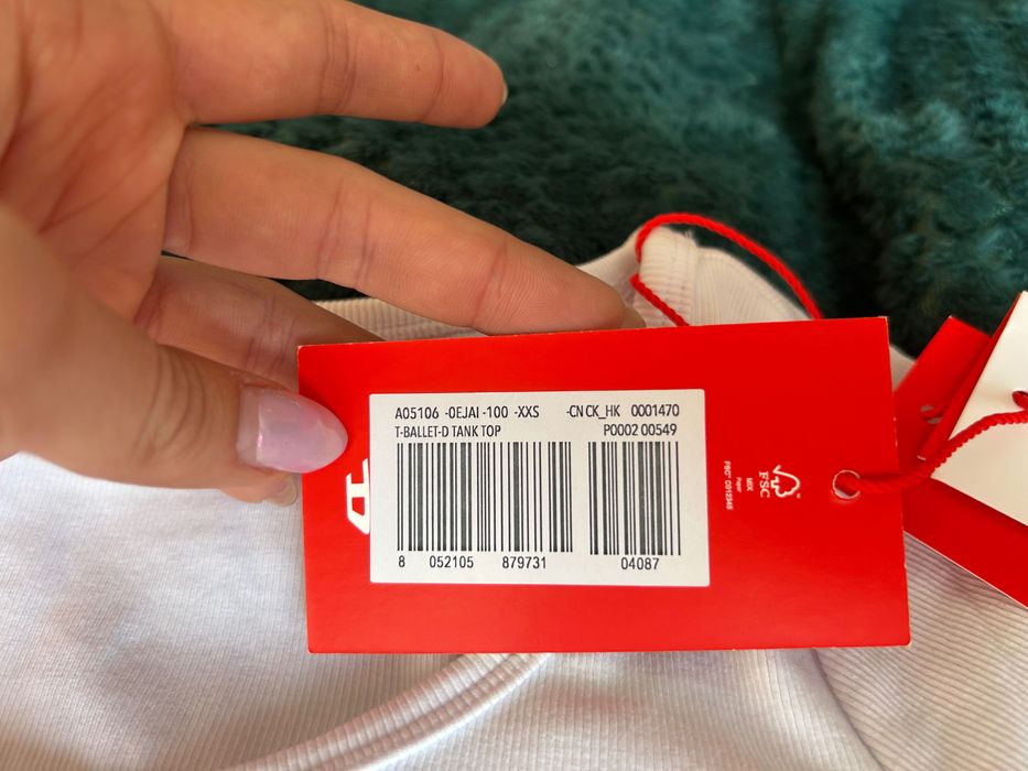 Diesel бяла блуза/топ с дълъг ръкав чисто нова, с етикет