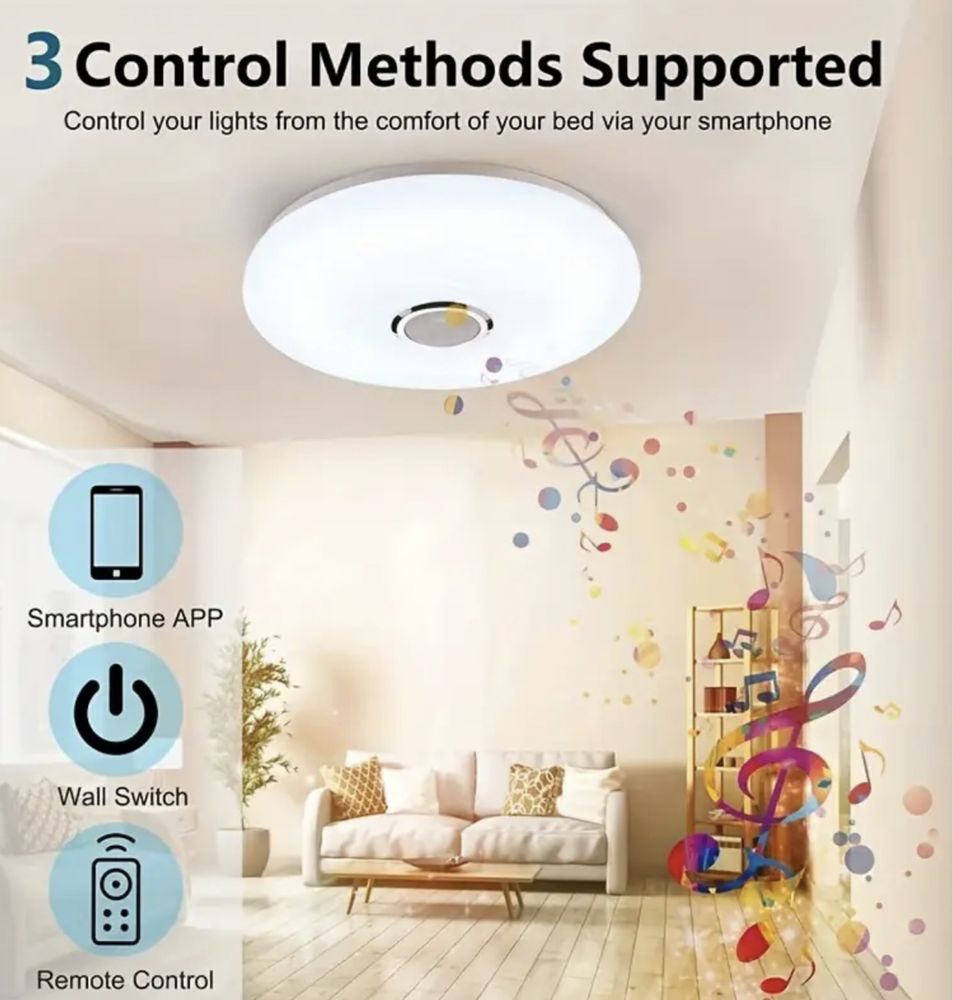 LED таванна лампа,RGB осветление,APP,Bluetooth,музика,дистанционно