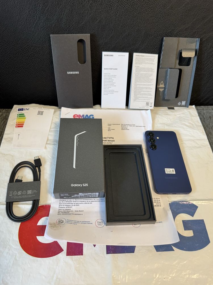 КАТО НОВ 256GB Samsung S25 EMAG Гаранция до 2027 г. Navy