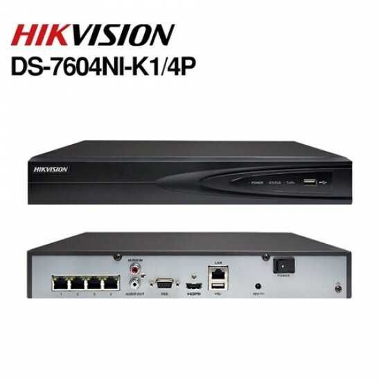 Hikvision DS-7604NI-K1/4P B NVR cu 4 porturi POE