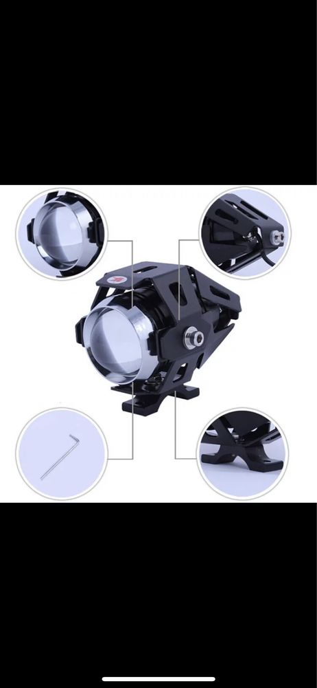 Proiectoare moto / ATV led + lupa 12V lumini ceata