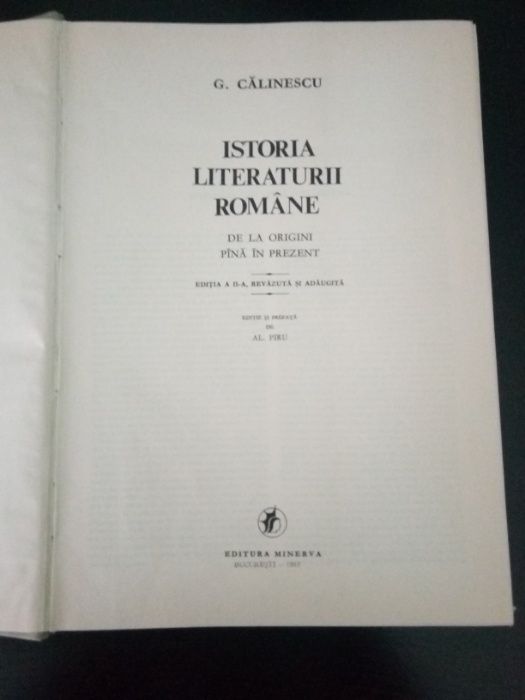 istoria literaturii romane de Calinescu
