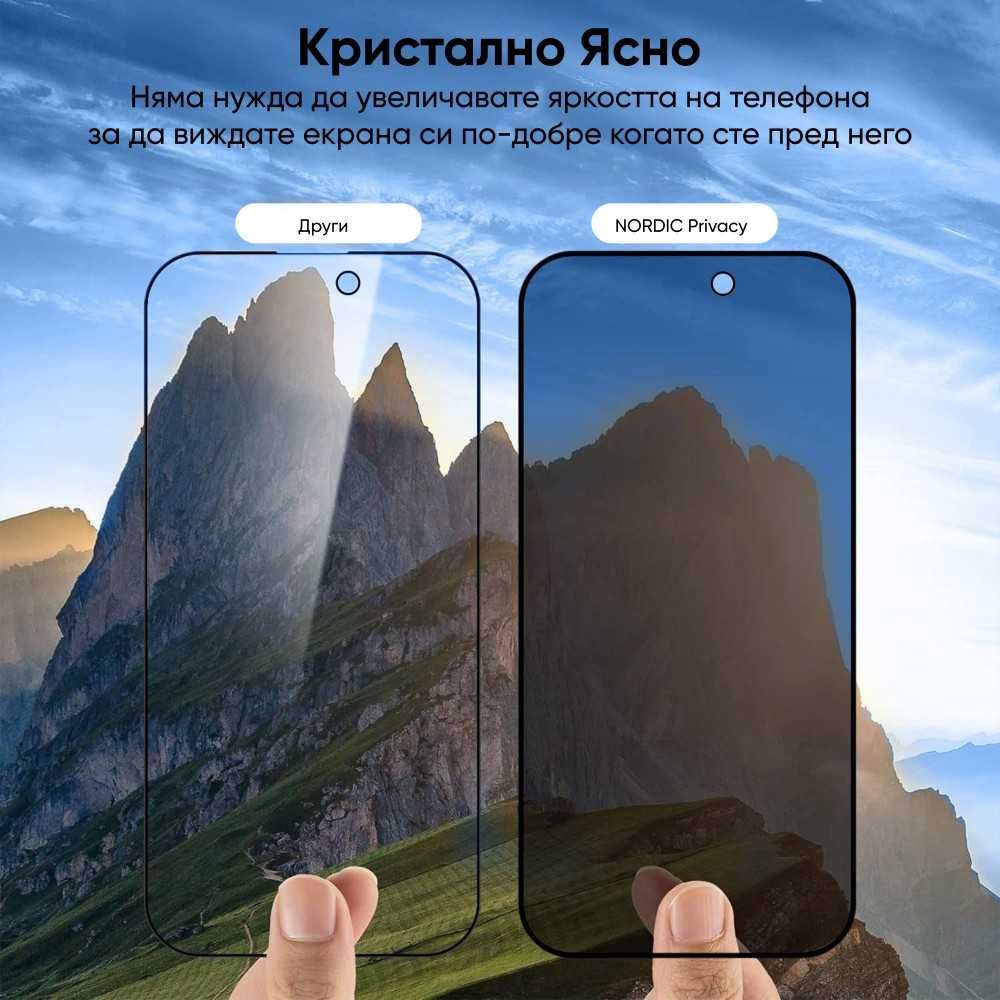 Стъклен протектор iNstinct PRIVACY за iPhone 16, 16 Pro, 16 Pro Max
