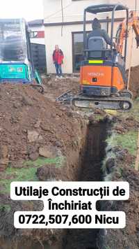 Închirieri Miniexcavator cu Foreza de 300mm+Bobcat Încărcător cu Furci