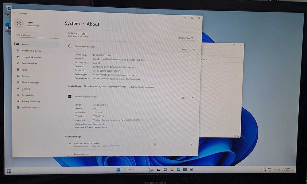 PC Gaming / Workstation – Intel i5-9600K, GTX 1660 Super, 32GB RAM