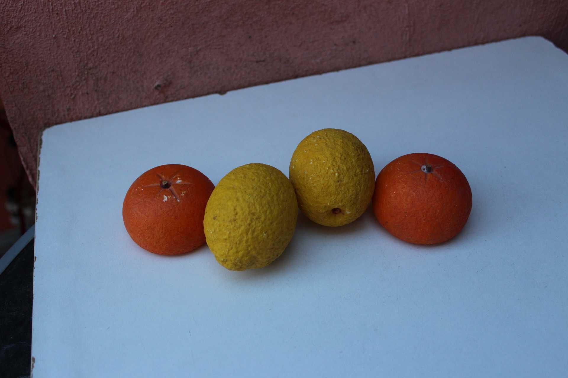 Set 4 fructe din piatra naturala, lamai si portocale, sculptate manual