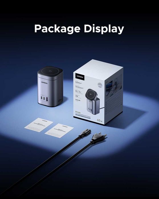 UGREEN Qi2 GaN 65W Док-станция 2в1 Держатель Magnetic 15W & iPhone 17