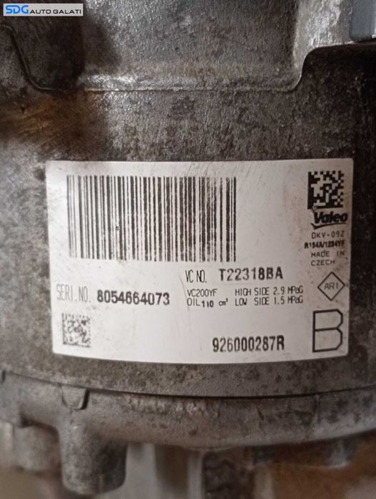 Compresor AC Aer Conditionat Clima Dacia Sandero 2 1.0 2012 - Prezent Cod 926000287R [M6567]