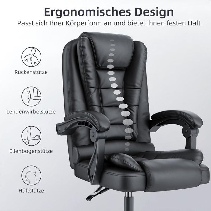 Офис стол с висока облегалка , изкуствена кожа с функция за накланяне