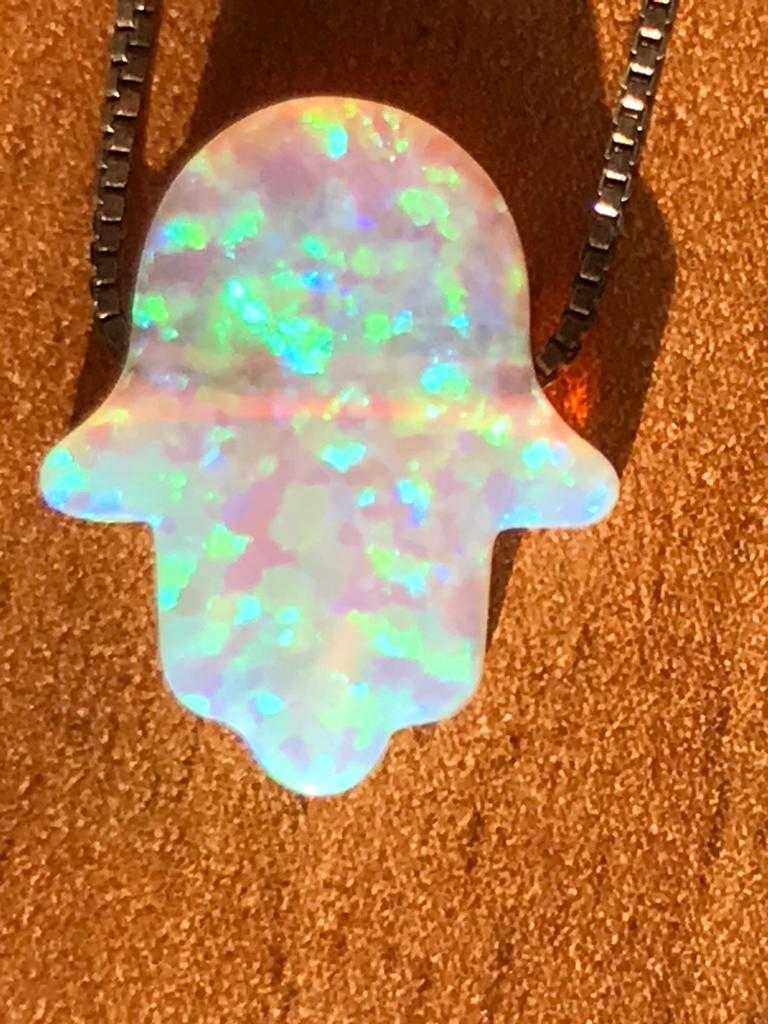 Pandant opal gheata cu lant de Ag marcat 925