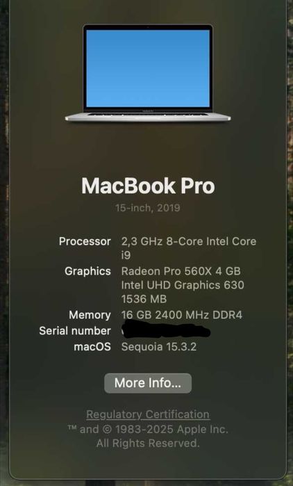 MacBook Pro 15'' (2019) i9