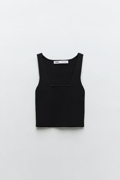 Черен плетен потник ZARA нов - S размер