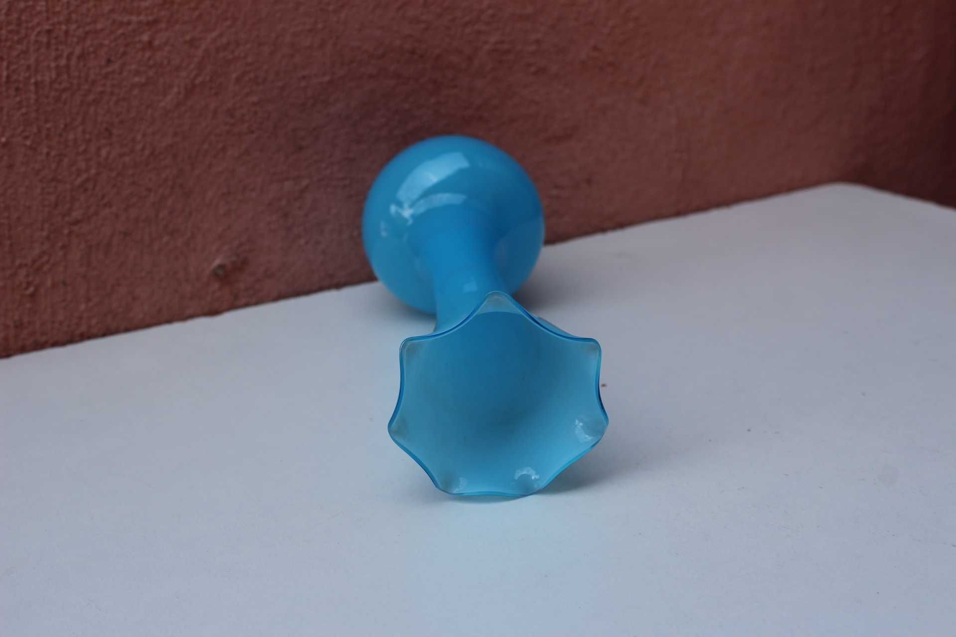Vaza sticla MURANO, lucrata manual, albastru - turcoaz