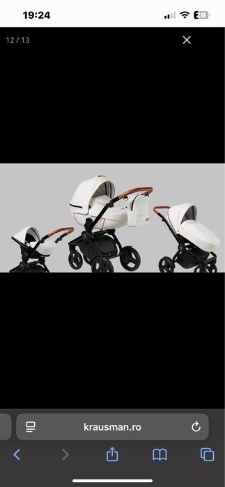 Vând cărucior 3 in 1 Krausman Topaz Lux, Alb