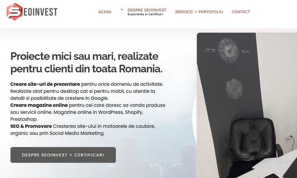 Creare site prezentare, magazin online, Seo, website