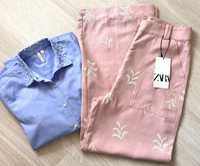 Нов прекрасен панталон Zara & риза с кокетна яка с перли