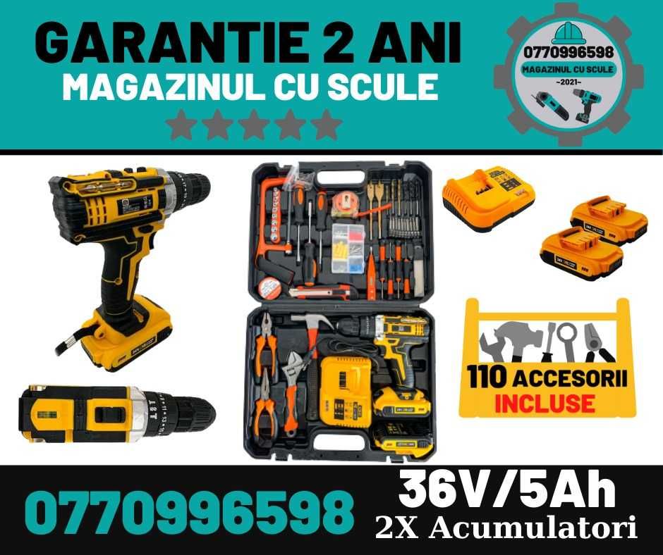 Autofiletanta 36V 8A 2 Acumulator Bormasina ProTool percutie 120 piese