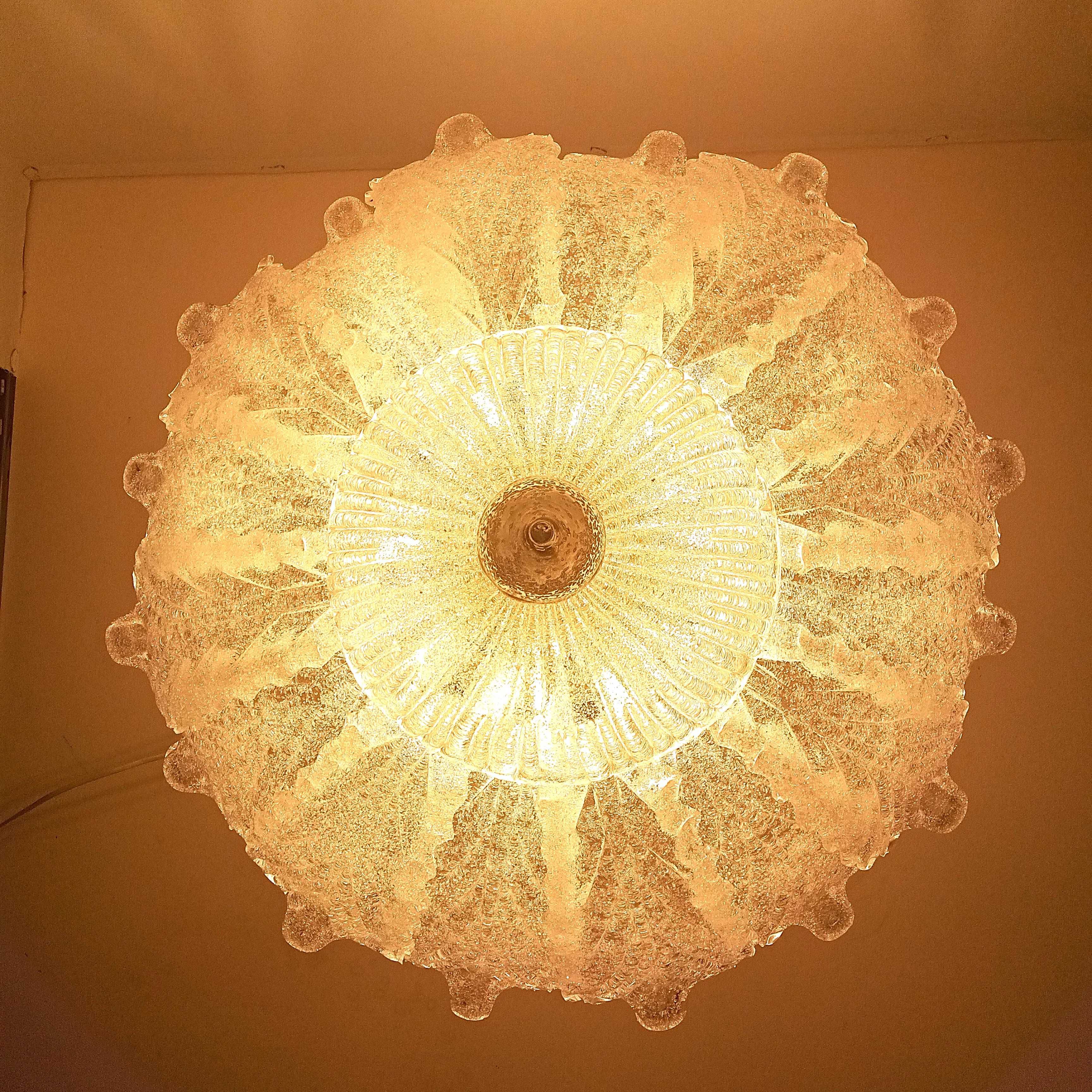 Plafoniera, MCM Art Deco, sticlă Murano Barovier & Toso, vintage